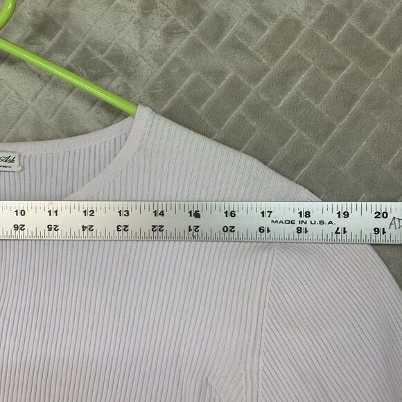 Jessica Ash Womens L Top White Cardigan Mother of Pearl Buttons Rib Knit Fitted - Picture 7 of 16